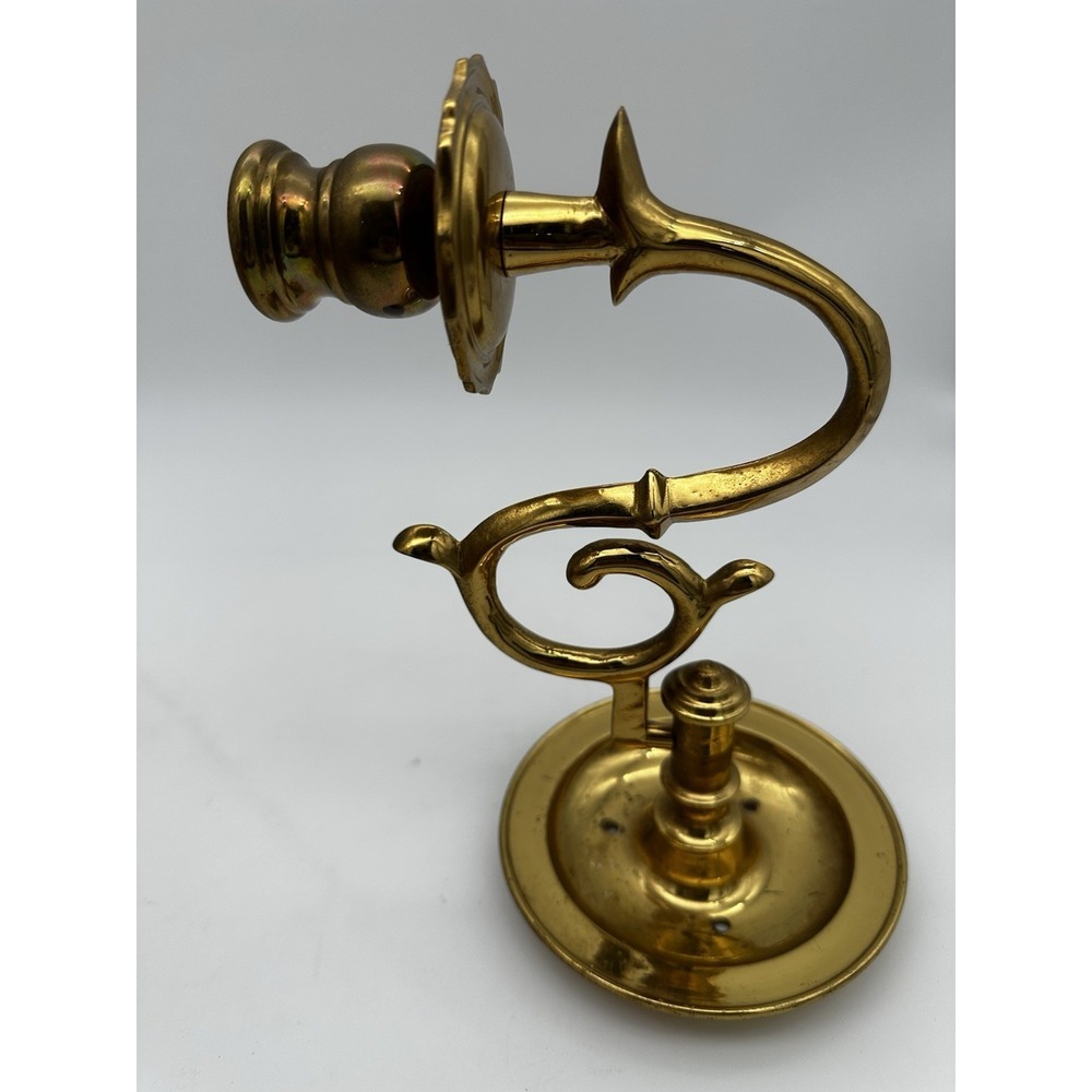 VGT Lacouered Brass Wall Mount Rare Swing Swivel Candlestick Holders 9" EUC - Picture 4 of 9
